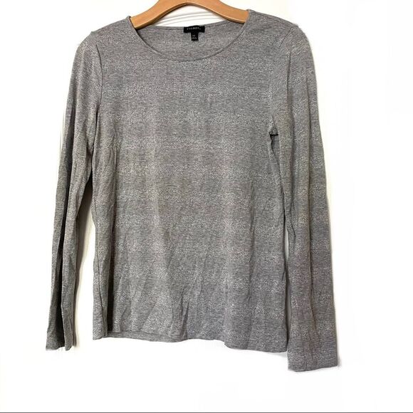 Talbots Gray Shimmer Knit Long Sleeve Top XS - Picture 1 of 2